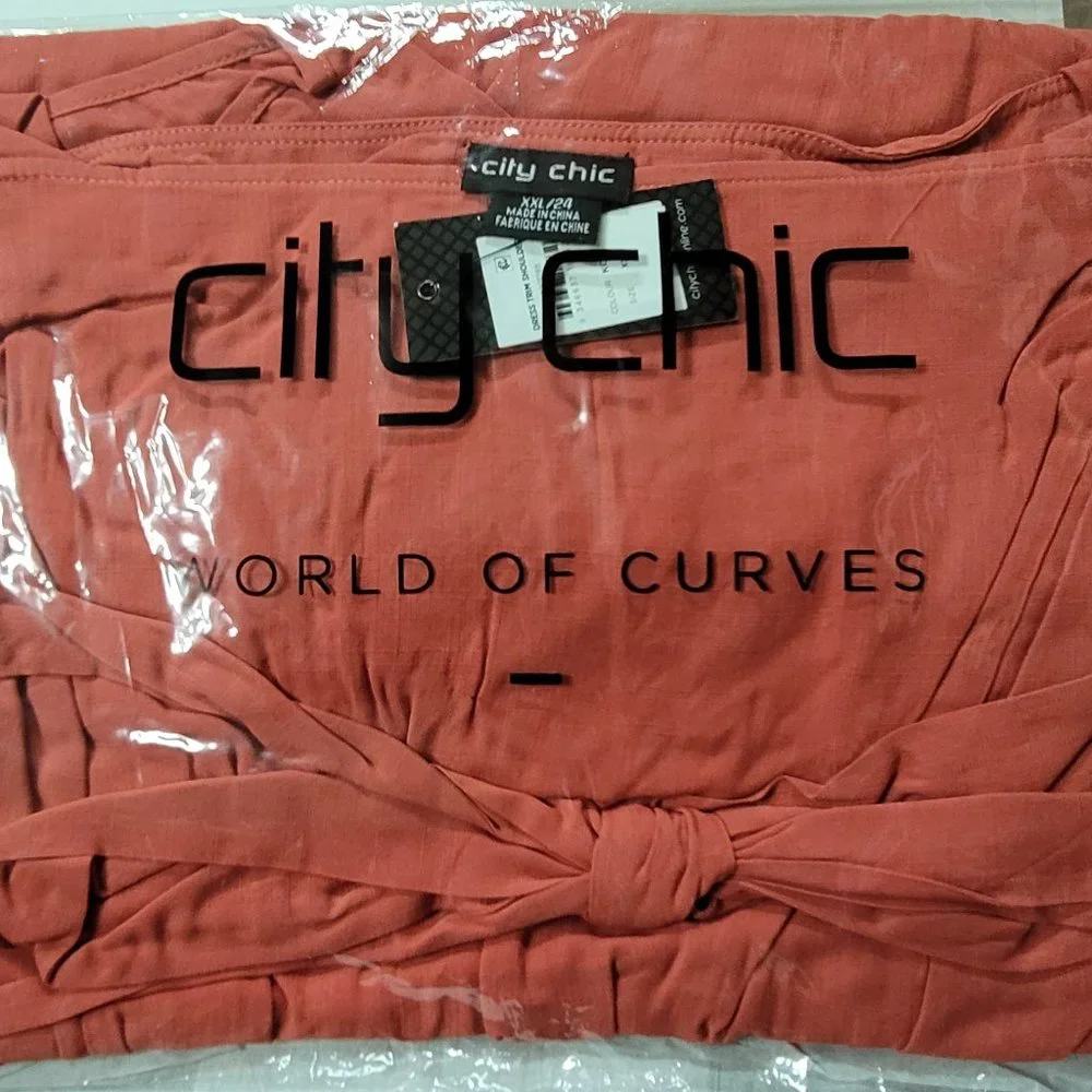 CITY CHIC Rust Cold-Shoulder Dress - Plus Size 24 NWOT - Picture 7 of 9